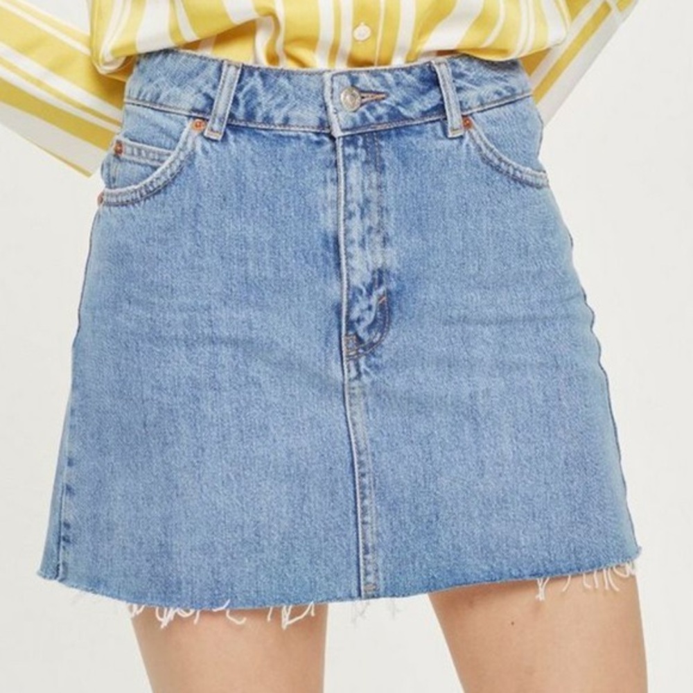 Topshop light blue denim mini skirt
